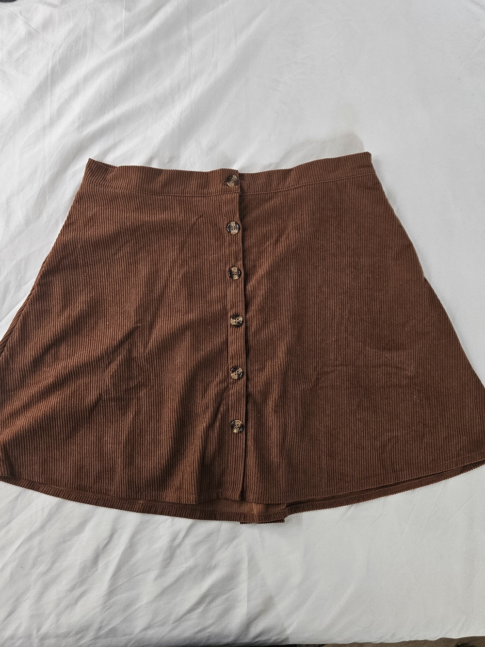 Women's Brown Button-Front Corduroy Skirt - Size 2x
